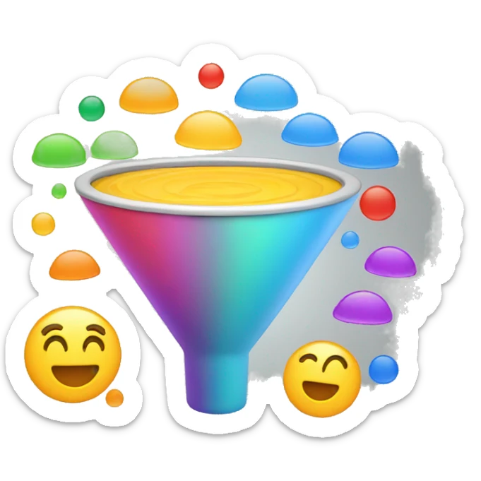 create an emoji of a marketing funnel with 4 different colors and parts  sticker