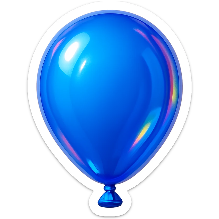 blue balloon emoji, round and glossy sticker