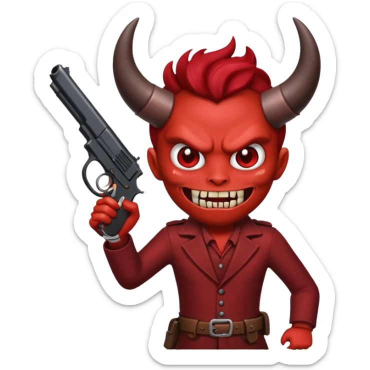 Un 👹 con una pistola en la mano  pero que sea como el emoji sticker