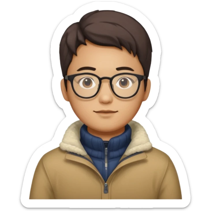 Korean 31-year-old male marketer / Wears warm clothes / Wears glasses sticker