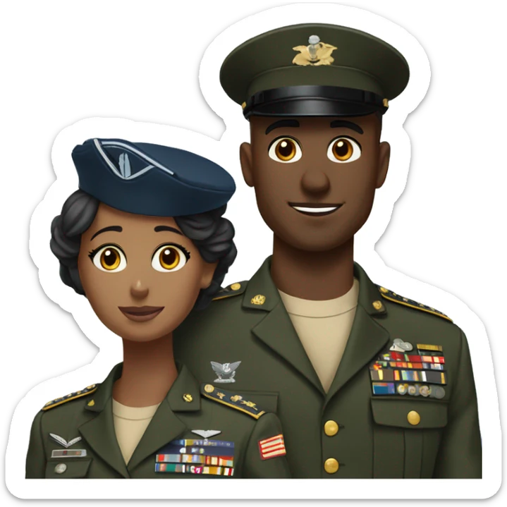 military couple in real life in marine corps blues sticker