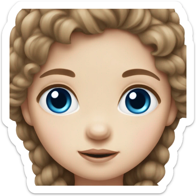 Baby girl with brown hair and blue eyes , white skin  sticker