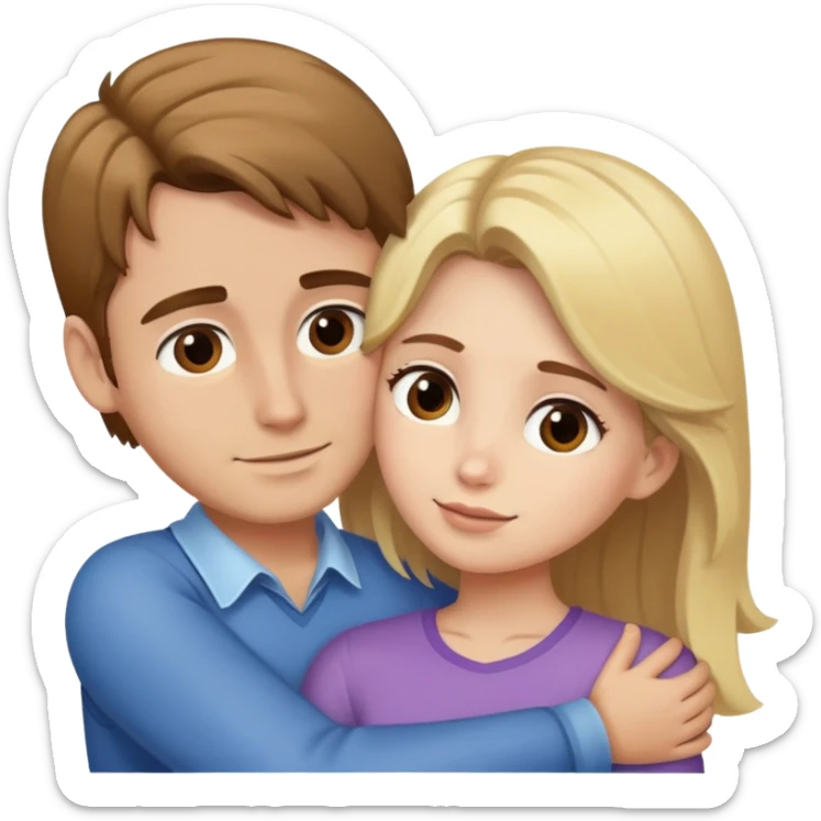  portrait of brown haired girl hugging a man blonde sticker