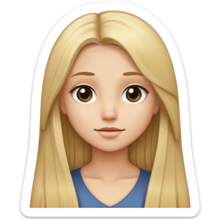 girl long dark blonde straight hair sticker