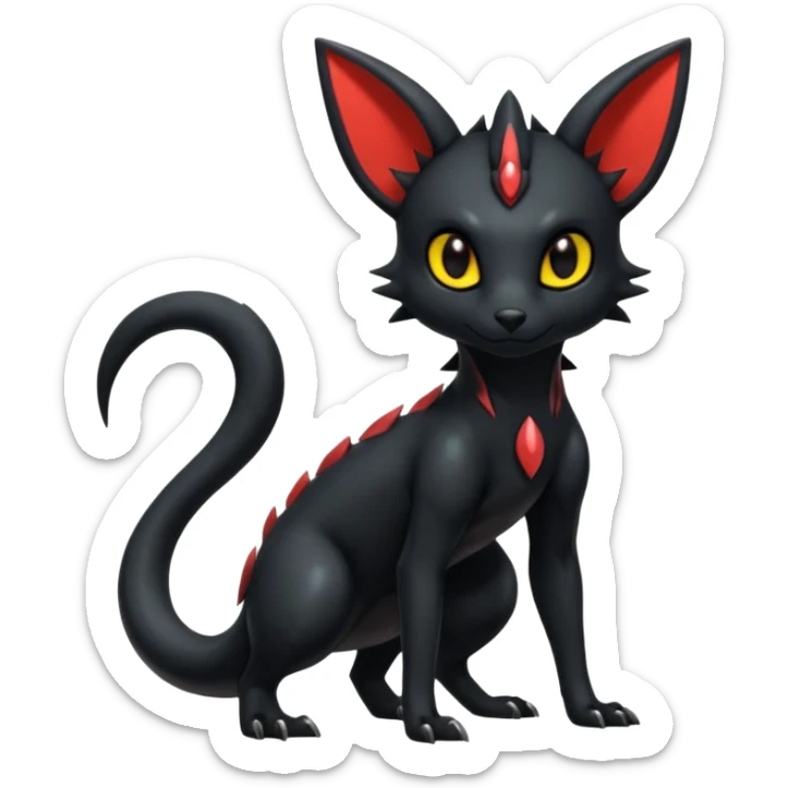 Shiny Dark Edgy Gothic Gloomy Futuristic Salandit-Umbreon-Litten-Hybrid (Full body) sticker