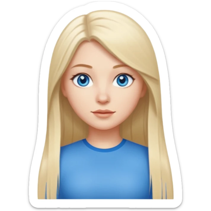 short and thick body white girl with long straight hair and blue eyes sticker