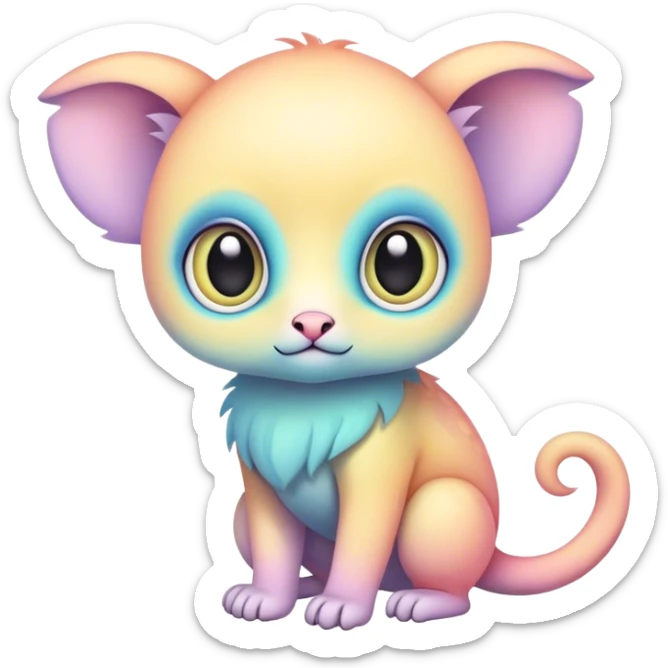 Adorable colorful baby pastel edgy animal-hybrid, full body, big Eyes sticker