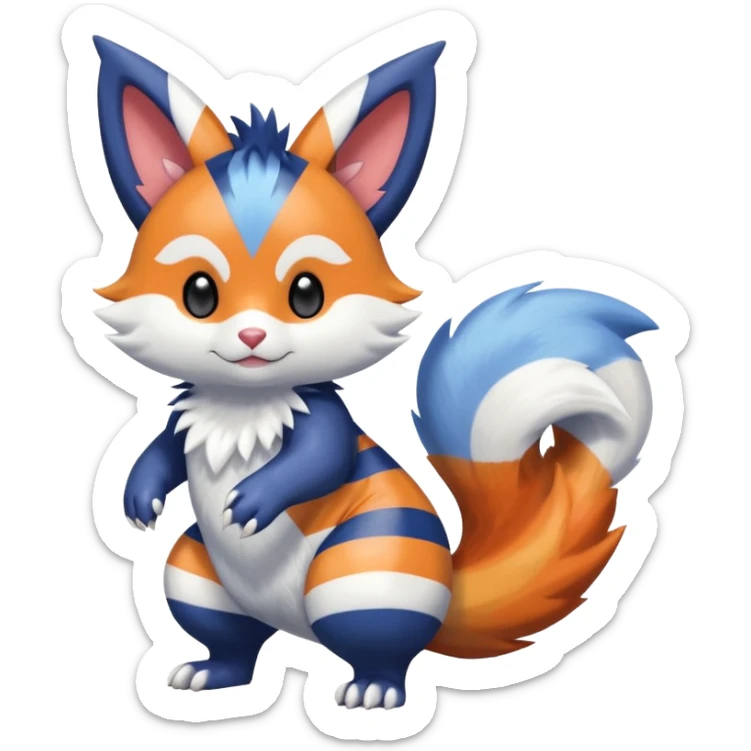 Shiny Exotic Colorful Gradients Furret-Meowstic-Zangoose-Hybrid (Full body) sticker