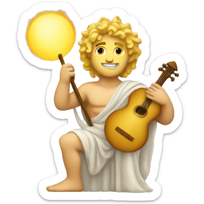 Apollo god of music and poetry and sun. Holding a lyre with Blonde hair sticker