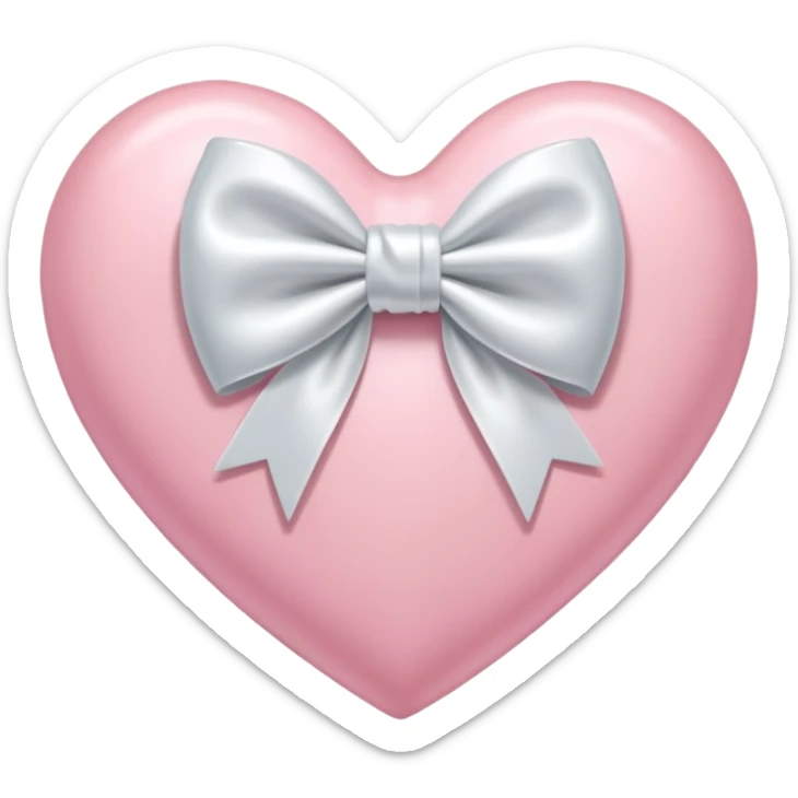 Light pink heart with white bow on it sticker