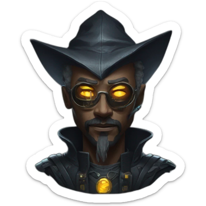 portrait of dark wizard in Cyberpunk style sticker