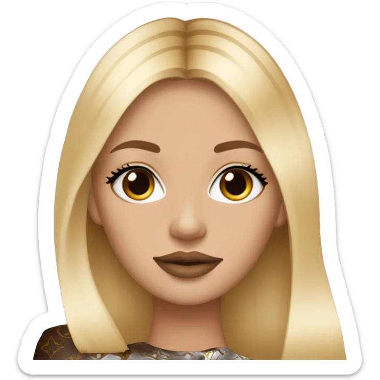 Blonde Girl with eylashes, rose lipstick, straight hair and louis vuitton bag sticker