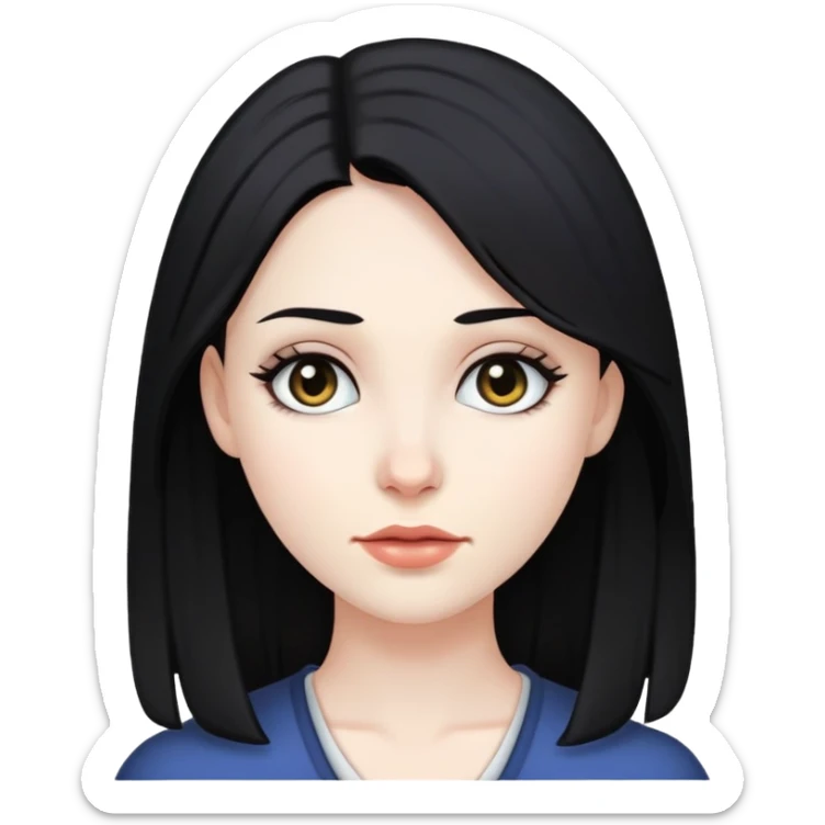 Pale skin, female, tradwife, black hair, and dark eyes, Caucasian. sticker