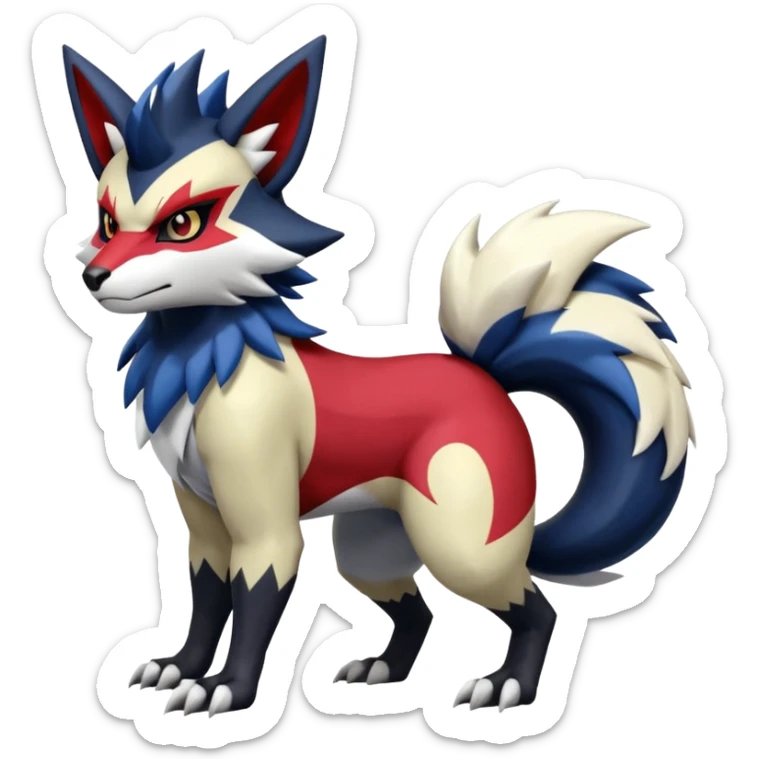 Shiny furry cool Zeraora-Zangoose-Absol-Obstagoon-fusion sticker