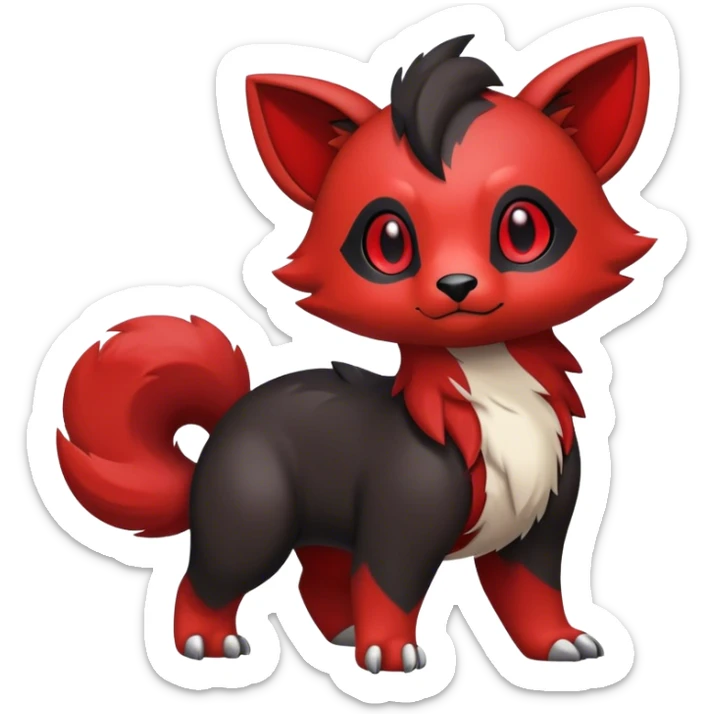 Cute cool black red animal hybrid Fakemon full body  sticker