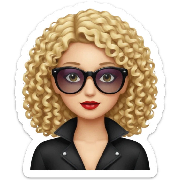 fancy blonde curly hair girl with sunglasses and night club outfits sticker