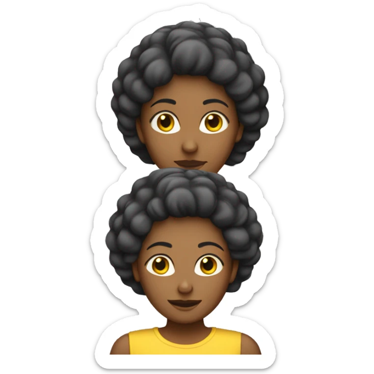 Woman of skin colour D99B61 with back hair and a few hair yellow. Her hair has to be long as well.  sticker