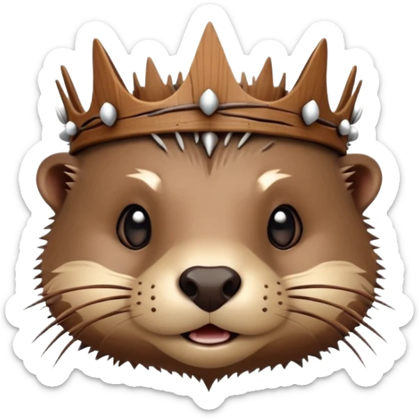 really cute confused otter face with wood christian spiky asymmetric Crown of thorns sticker