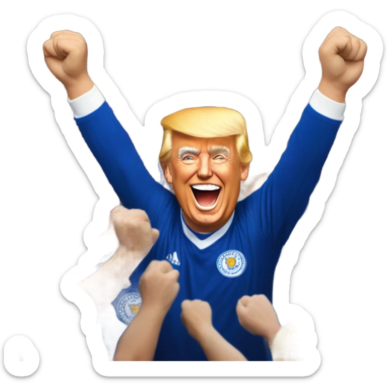 Donald trump cheering Leicester football club win against spurs sticker