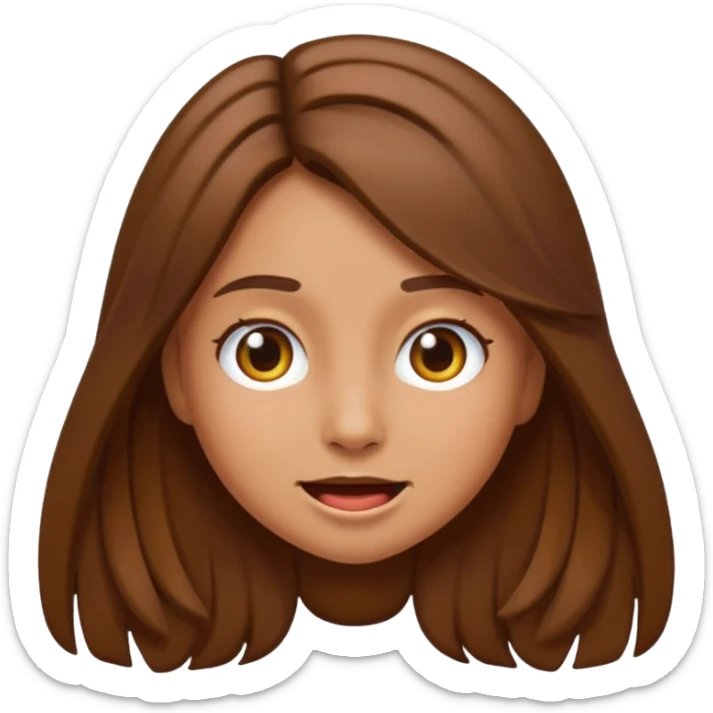 A girl growling like rawr silly vibes but make it an emoji not real human but long brown hair and more silly less angry  sticker