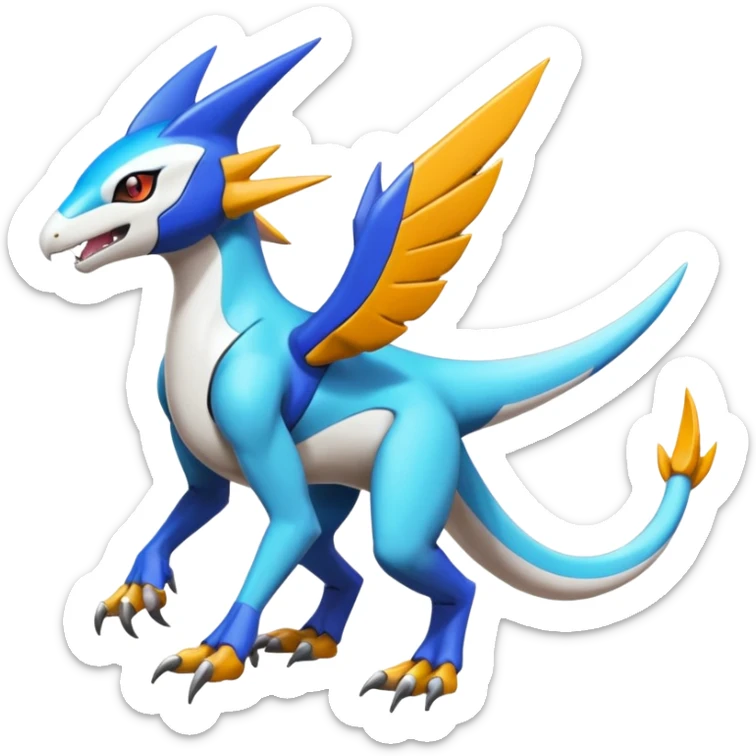 Colorful Meloetta-Latios-Wargreymon-Sergal-Pokémon-Digimon-Fakémon-fusion-hybrid-creature sticker