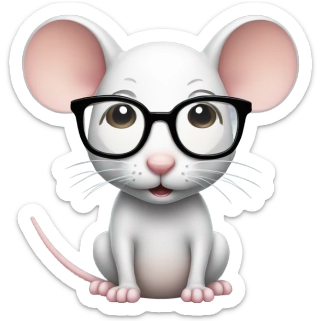 A girl with short hair and glasses but as a cute mouse sticker