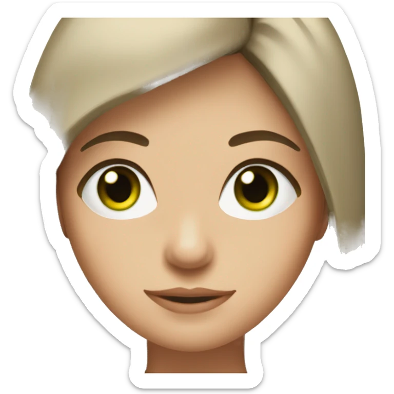 green eyed, brunette girl with straight, shoulder length hair sticker