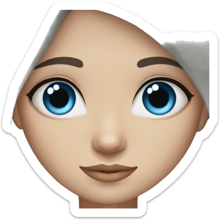 girl with straight dark brown hair and greyigh blue eyes and lashes sticker