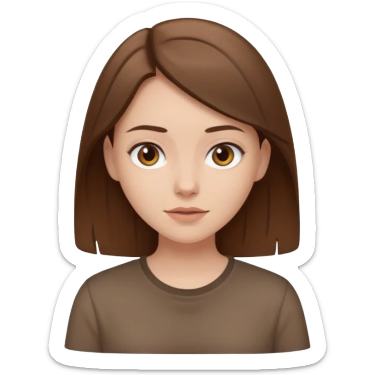 Pale girl brown hair and wearing brown shirt  sticker
