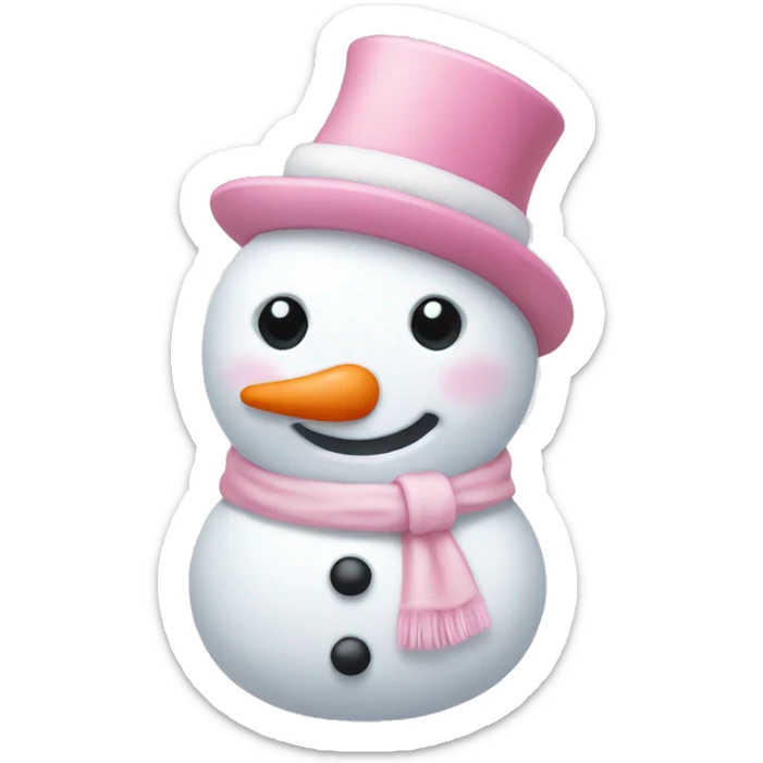 Cute white and light pink snowman sticker