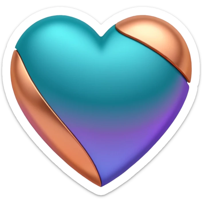 I need a teal, orange , purple, and rose gold Heart emoji sticker