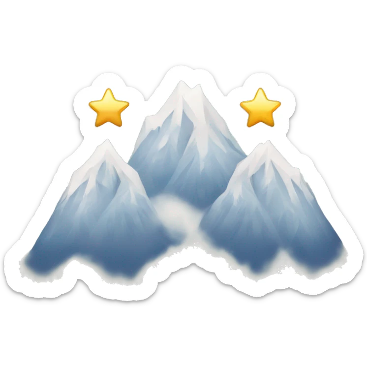 3 Snowy mountain tops with the one in the middle taller than the others, with 3 stars above them one star high than the other two sticker