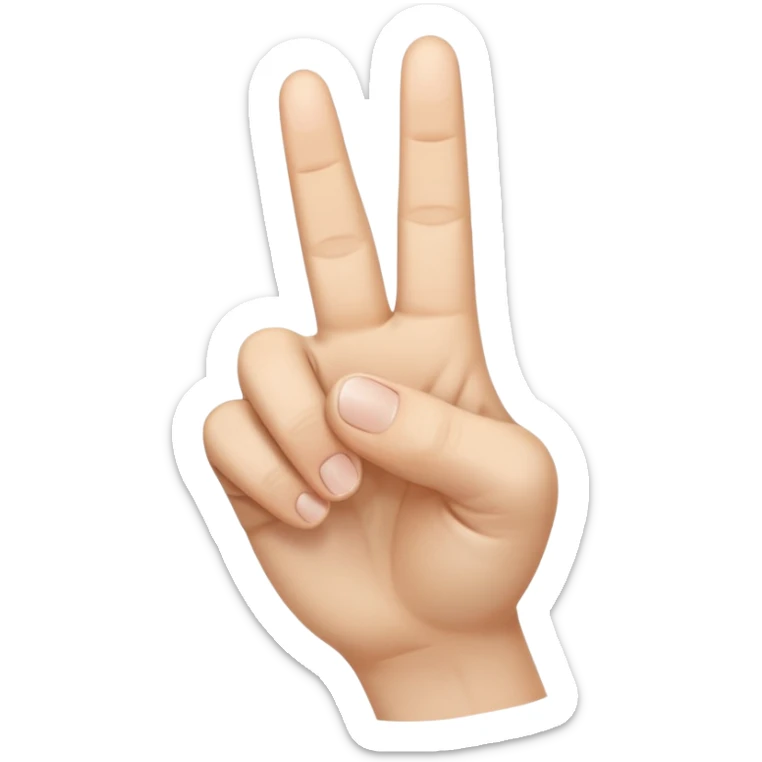 A realistic close-up photo of a right hand entering the frame from the bottom right corner, back of the hand facing the camera, pointing diagonally upwards to the left with only the thumb and index finger extended in a finger gun or L-shape gesture, other fingers closed and tucked in. sticker