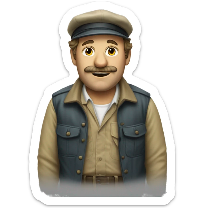 Quint from the movie jaws, as he was dressed in the movie sticker