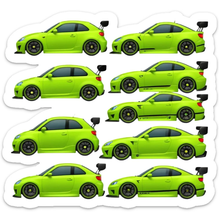 Emoji pack for R2 motorsport company, drift builds, motorsport parts, lime theme, just text sticker