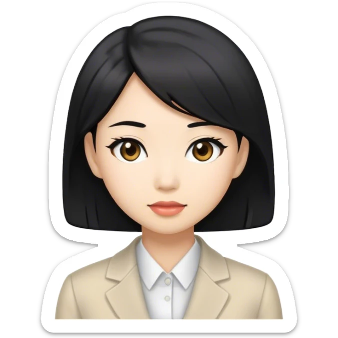 Japanese business woman with light skin tone and black hair sticker