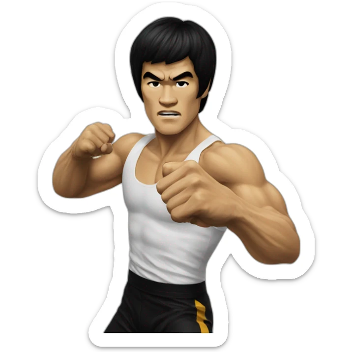 Bruce lee shows fist sticker