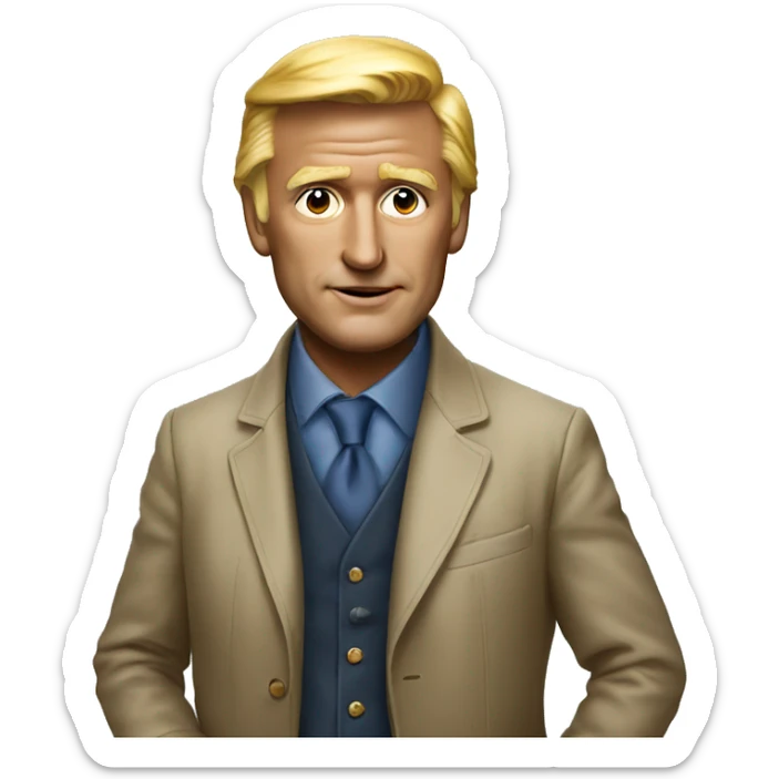 outdoor portrait of stylish man with trump sticker