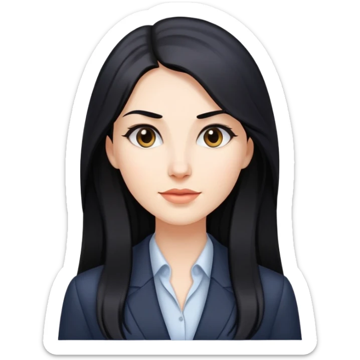Business woman caucasian long black hair girl sticker