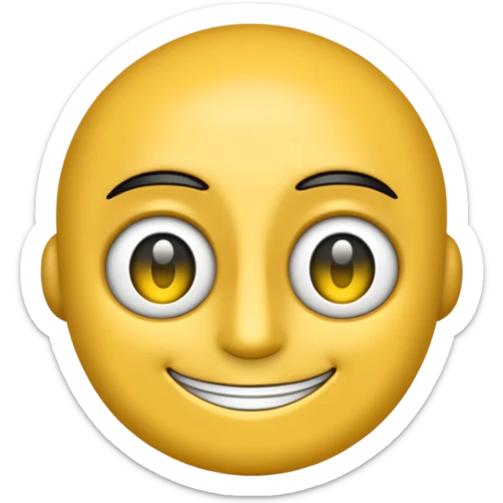 Crea un'emoji di EMON, robottino simpatico, stile cartoon piatto, colori nero, bianco e giallo, espressione felice con sorriso grande, occhi luminosi. PNG trasparente, 128x128 px, chiaro e leggibile.
 sticker