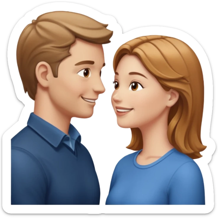 a person chatting up another person, one white male, one white woman facing each other talking sticker