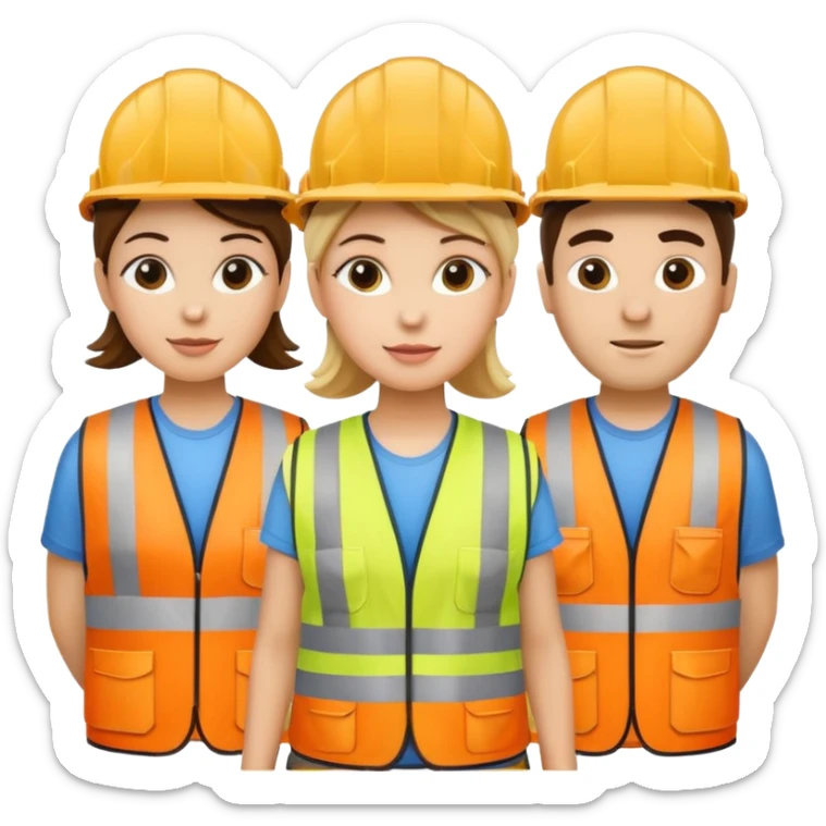 3 construction workers 1 female 2 male sticker