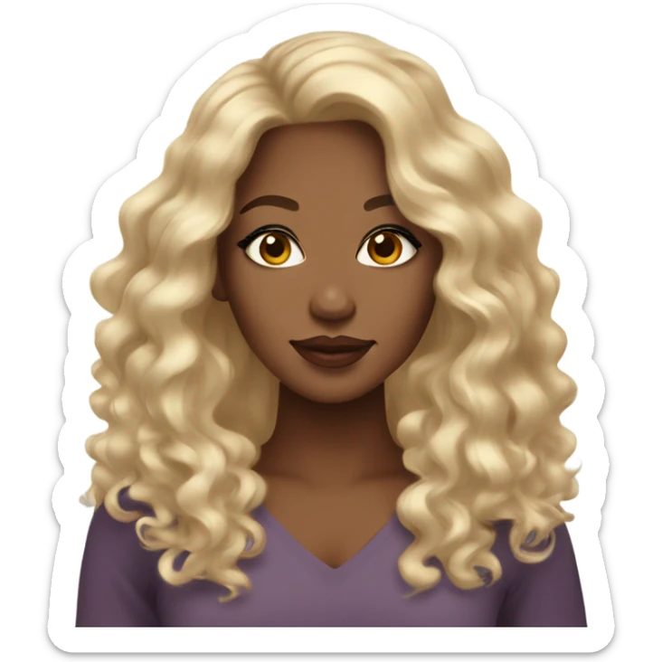 Beautiful brown skin woman with nice lips,long lashes and long blonde curly hair sticker