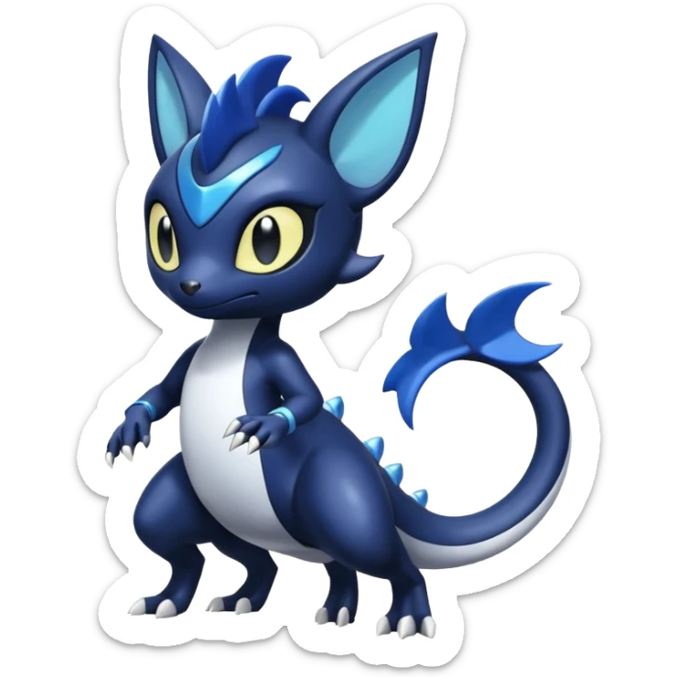 Shiny Futuristic Salandit-Meowstic-Noibat-Fakémon-hybrid-creature (full body)  sticker