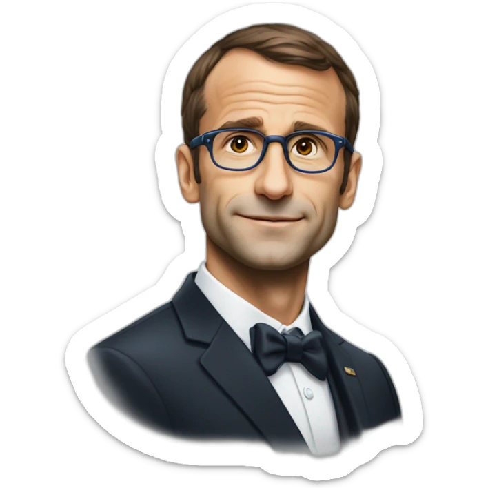 Macron avec des lunettes arc en ciel qui fait la fere sticker