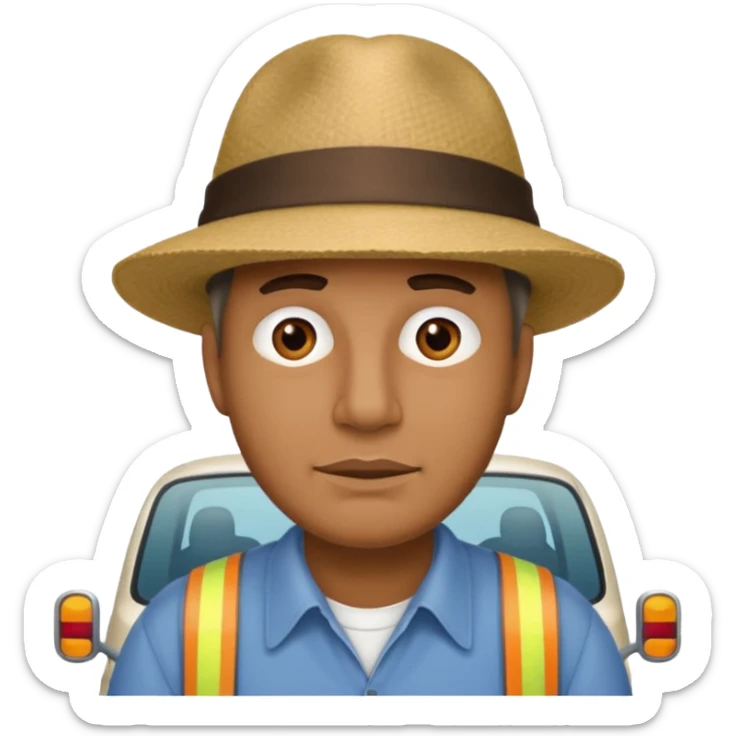 homme créole réunionnais  avec chapeau embouteillage route  sticker