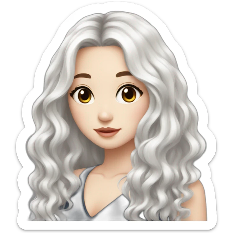 Beautiful girl,Black hair,wavy hair，long hair,White skin,Black eyes,Chinese sticker