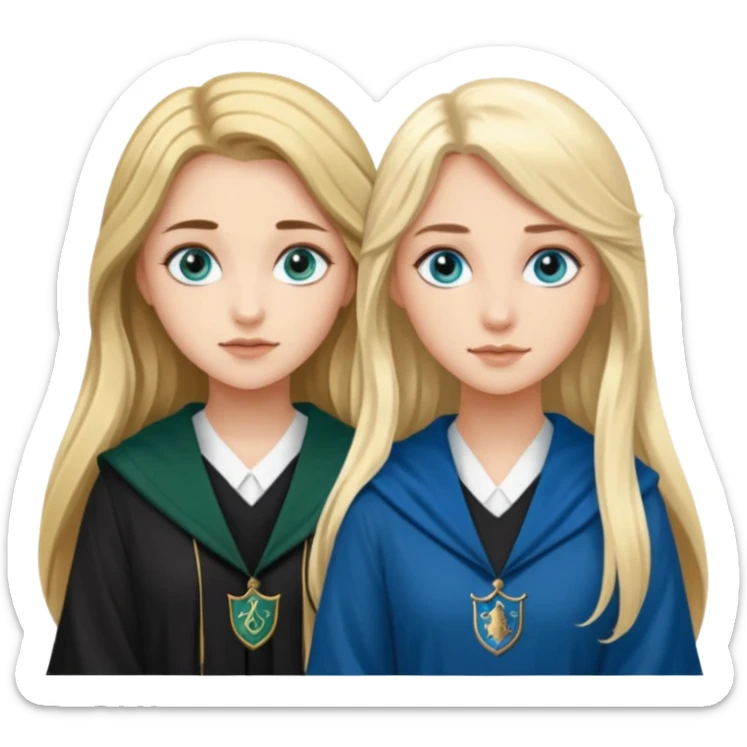 hot Slytherin girl with long blonde hair, blue eyes and big boobs and pretty ravenclaw girl with long brown hair and blue eyes sticker