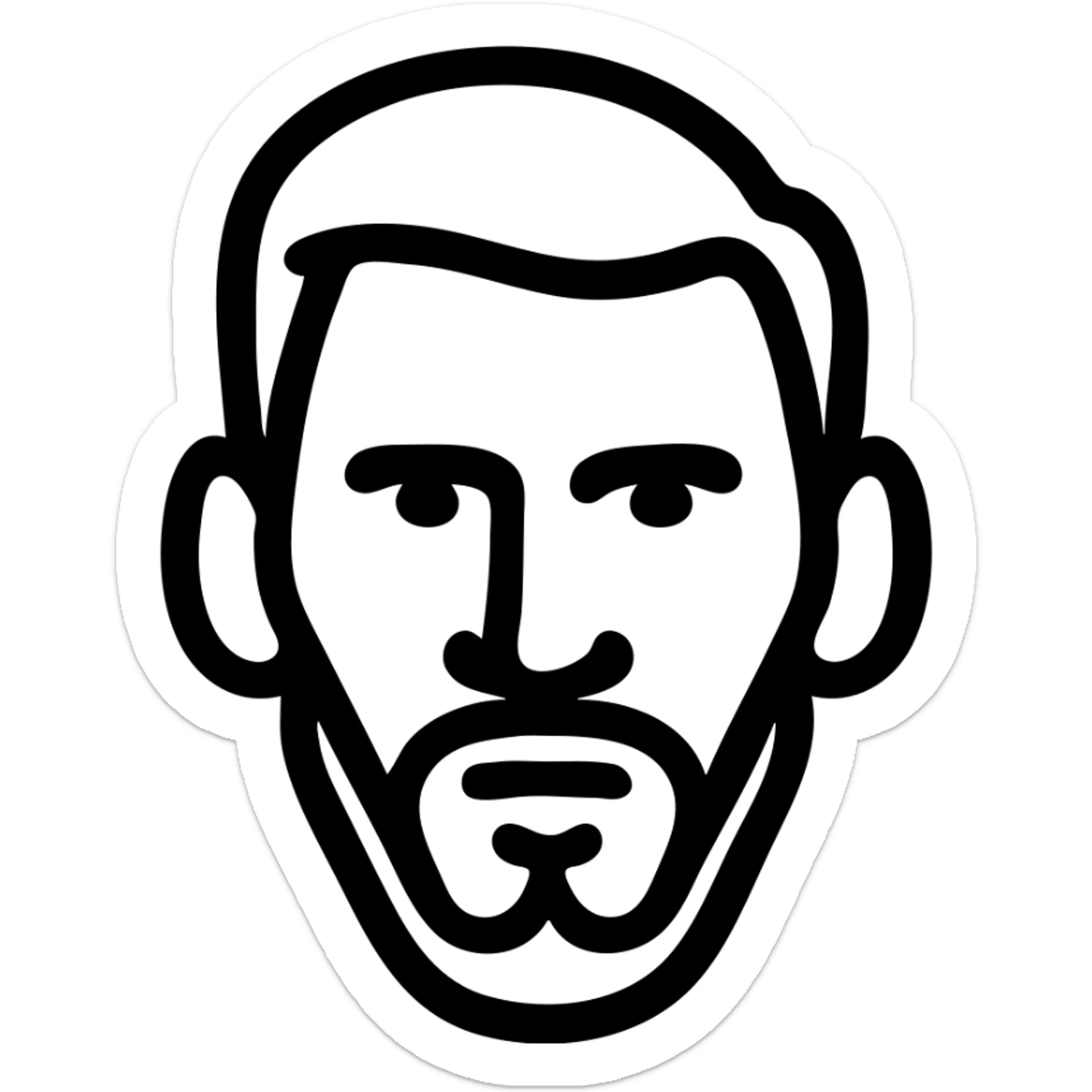 minimalist icon of Lionel Messi's face, inspired by Airbnb category icons, thick lines, clean and modern, simple and bold design, no text sticker
