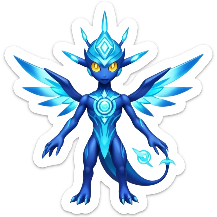 Shiny Futuristic Celestial Godly Divine Ethereal Fakemon-Pokemon-Digimon-Spectrobes-fusion, full body sticker